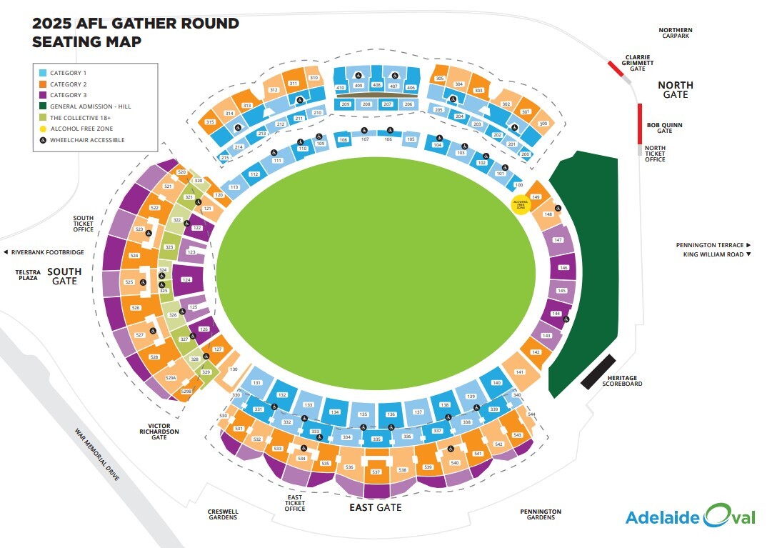 Gather Round | Adelaide Oval Ticketing Map